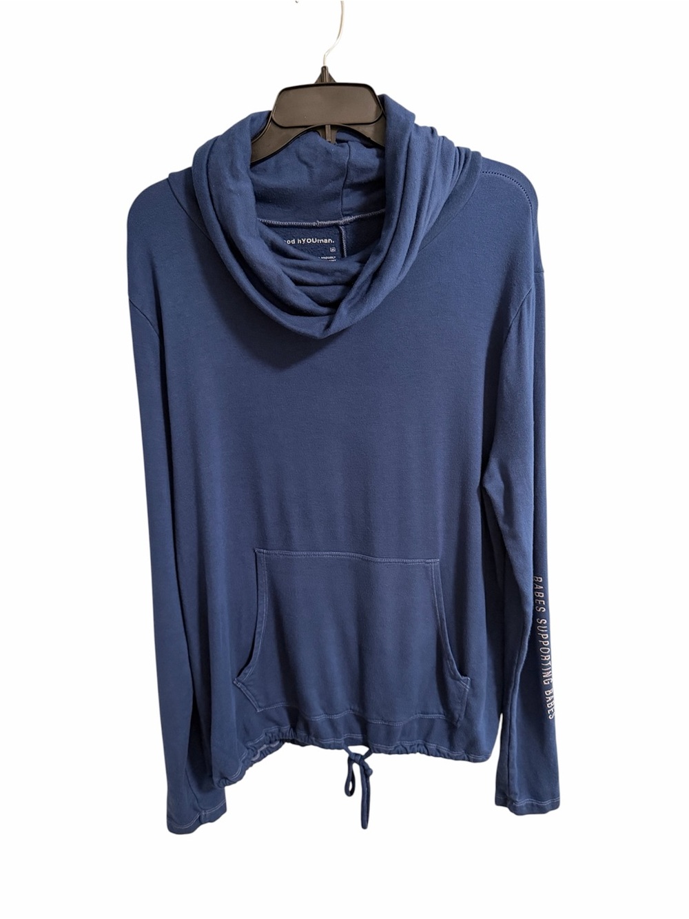 Good hYOUman Navy Blue Cowl Neck Pullover Hoodie medium